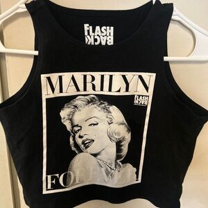 Flashback Black Marilyn Graphic Crop Top